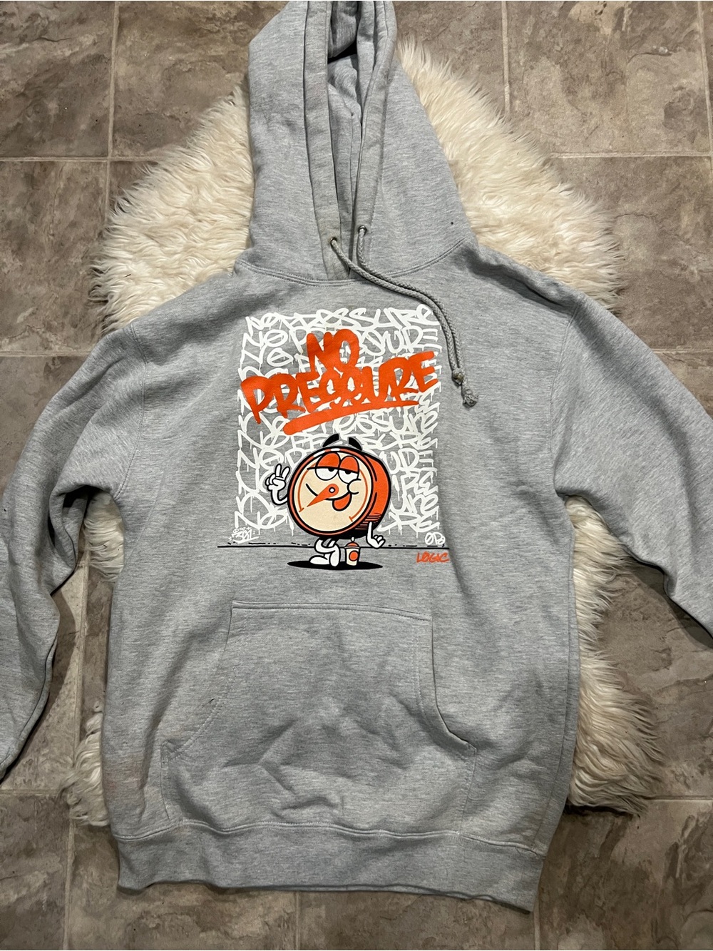 No Pressure Grey Graphic Crewneck Hoodie